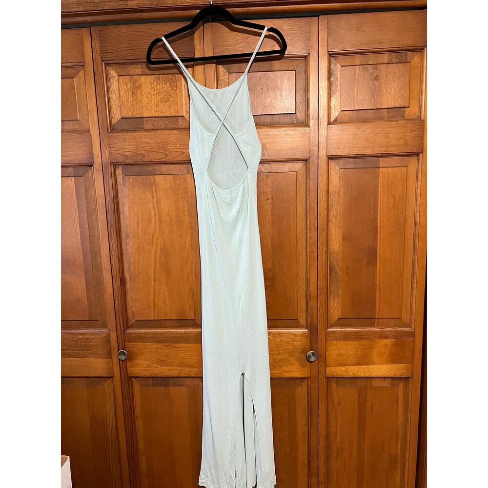 AUTEUR Women's Joan Open Back Rib Knit Maxi Dress Pale Mint Green Size M - Picture 7 of 16